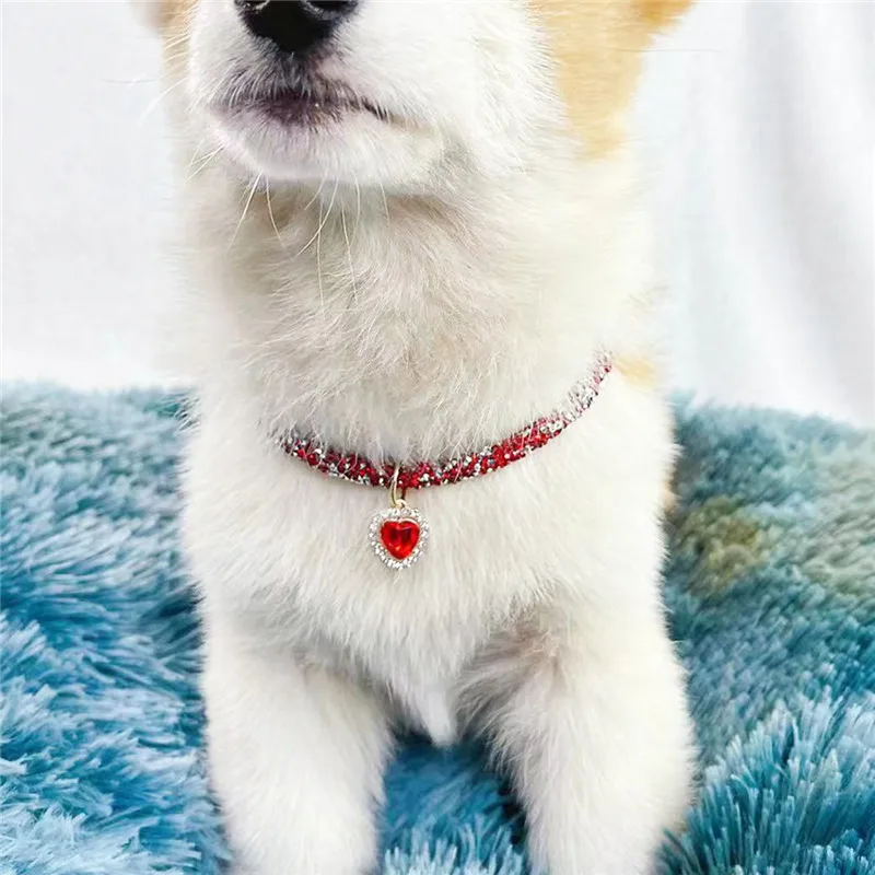 Crystal Heart Pendant Cat Collar
