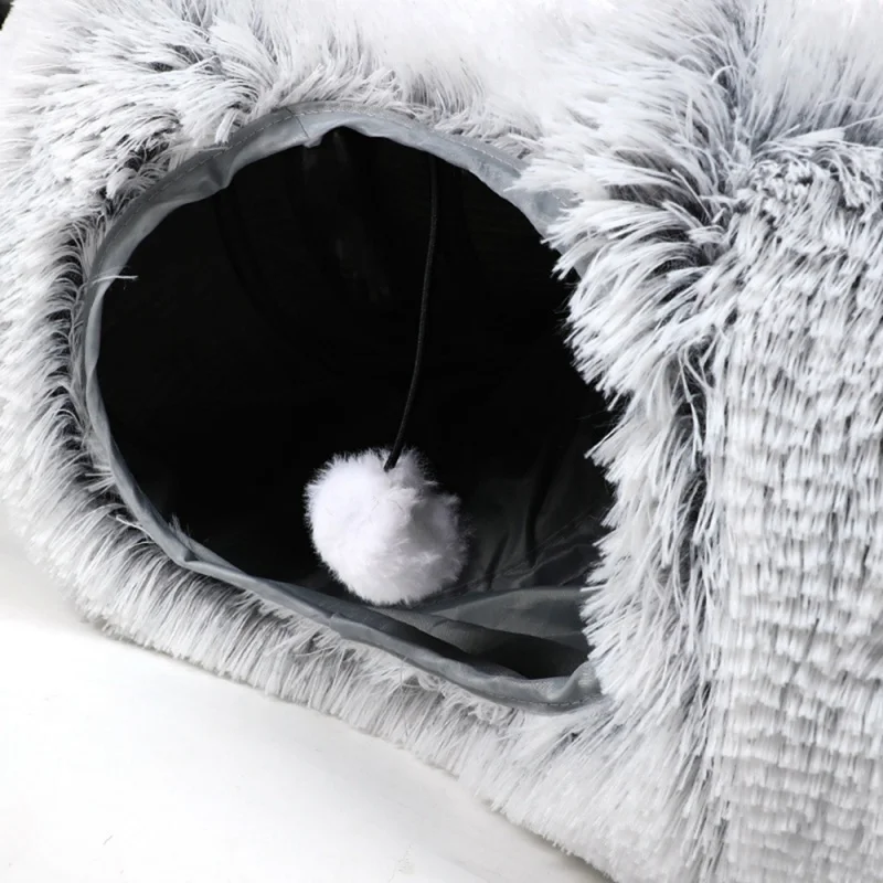 Foldable Donut Cat Bed with Tunnel