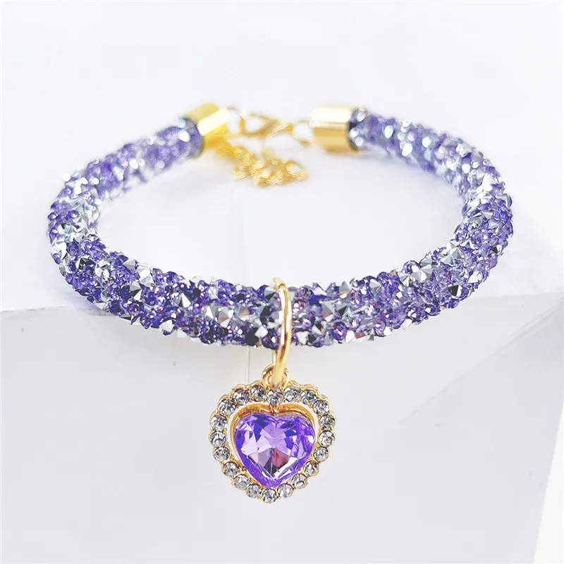 Crystal Heart Pendant Cat Collar