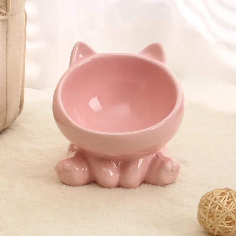Elevated Ceramic Cat Bowl with Angled Design