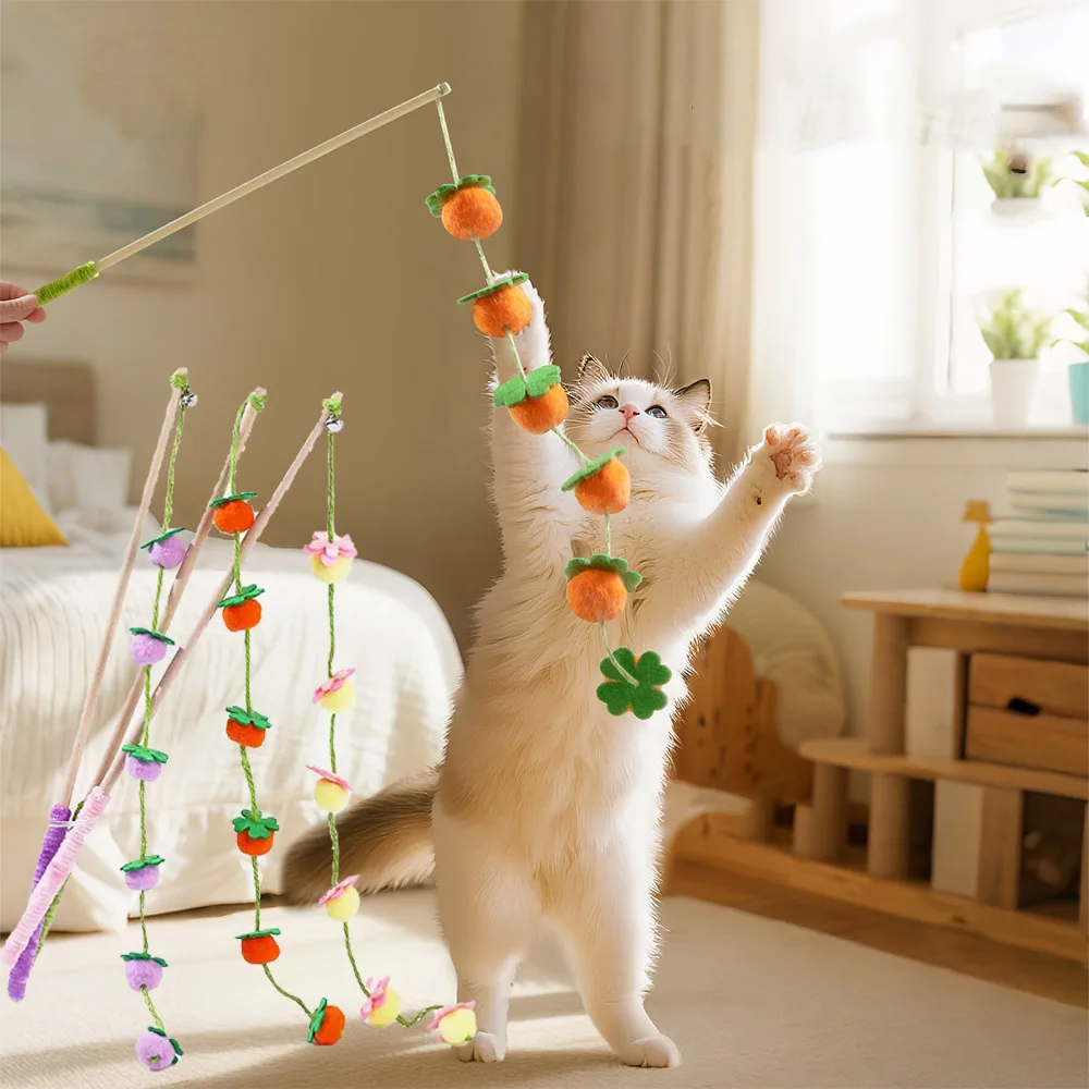Interactive Ribbon Cat Teaser Wand