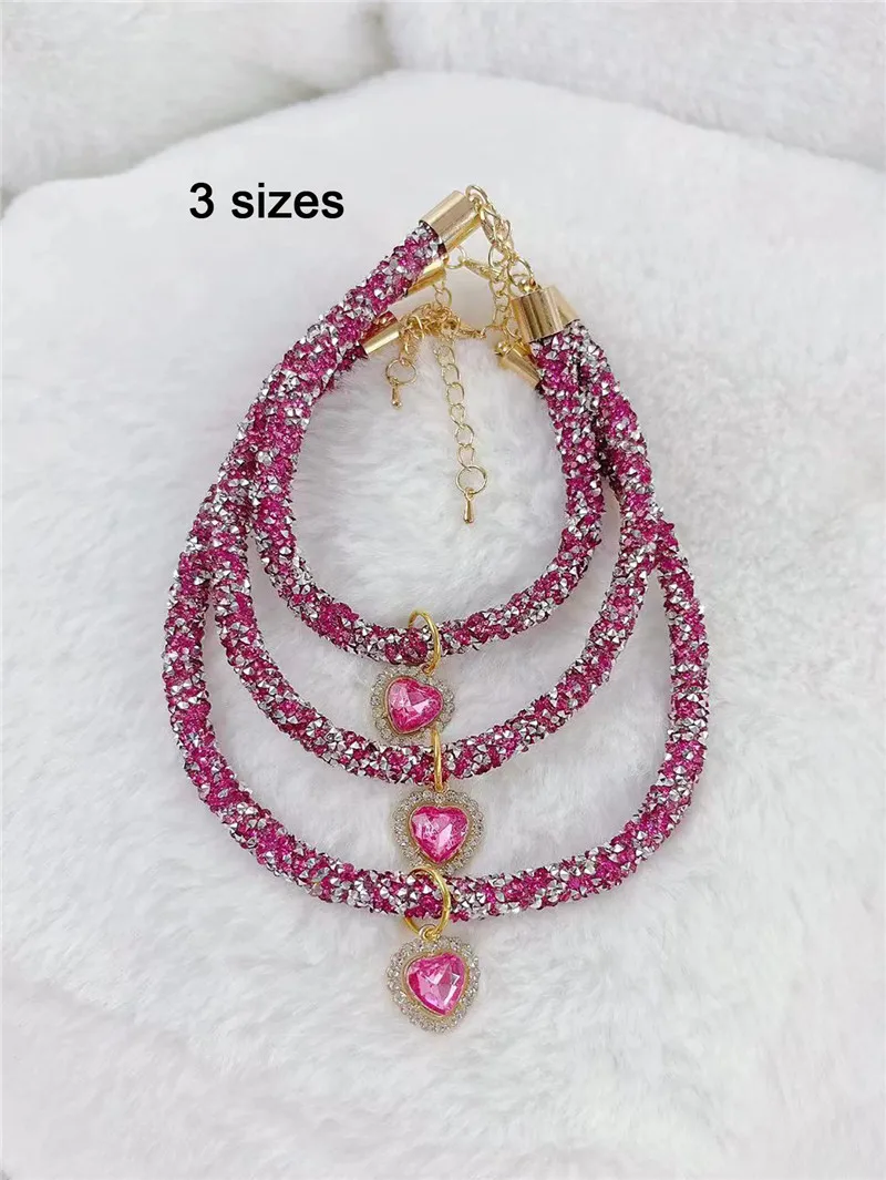 Crystal Heart Pendant Cat Collar