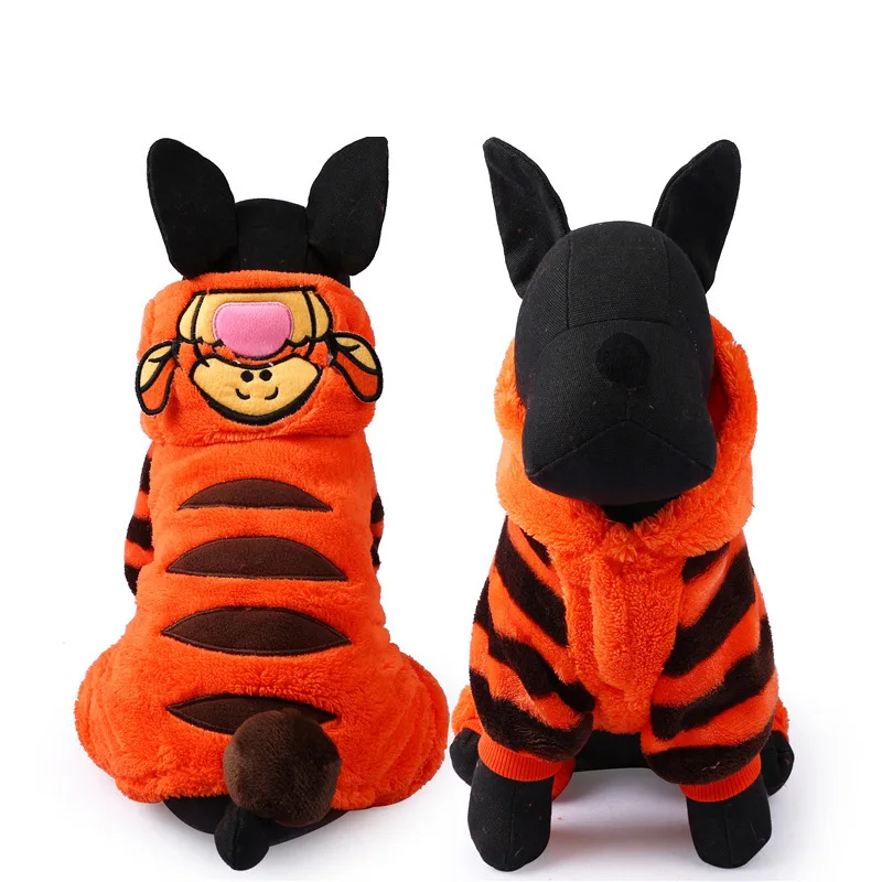 Warm Tiger Print Dog Hoodie