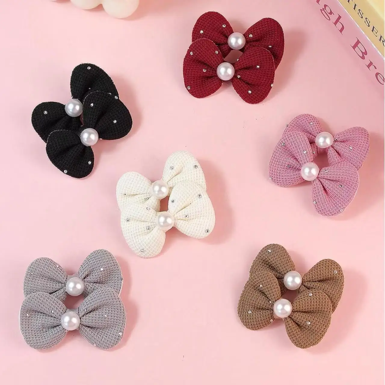 12-Pack Crystal Dog Bows with Metal Clips