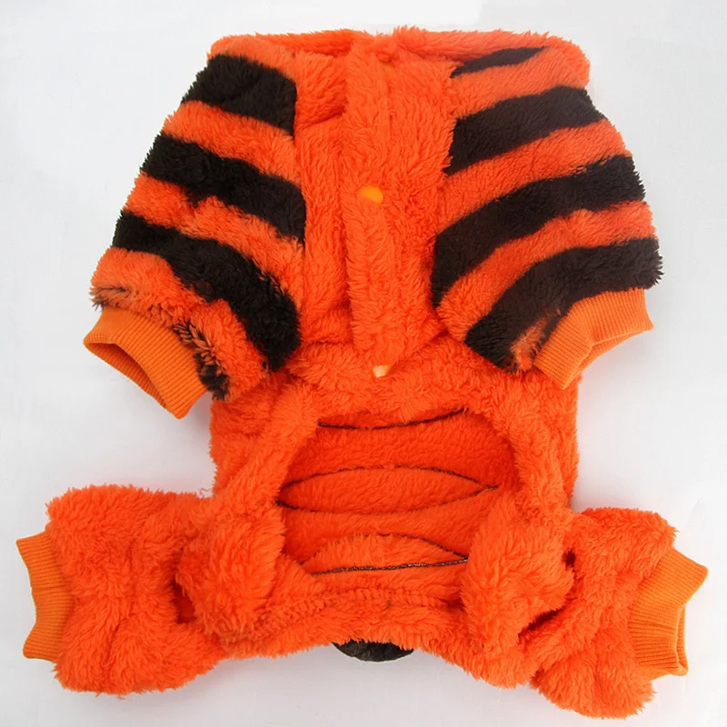Warm Tiger Print Dog Hoodie