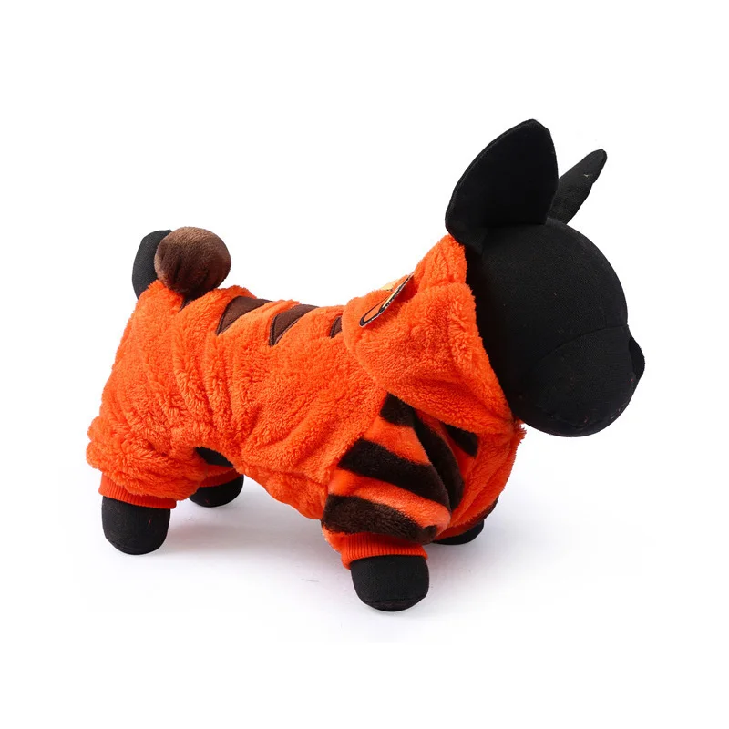Warm Tiger Print Dog Hoodie