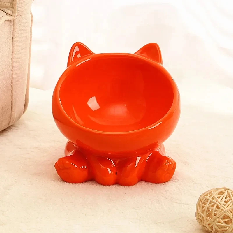 Elevated Ceramic Cat Bowl with Angled Design