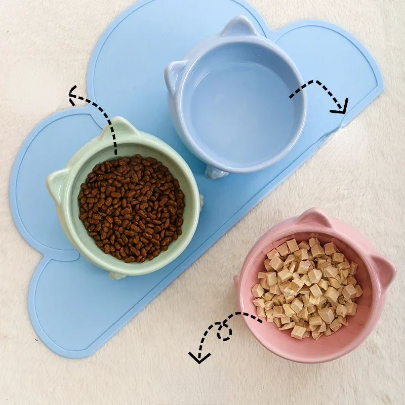 Elevated Ceramic Cat Bowl with Angled Design