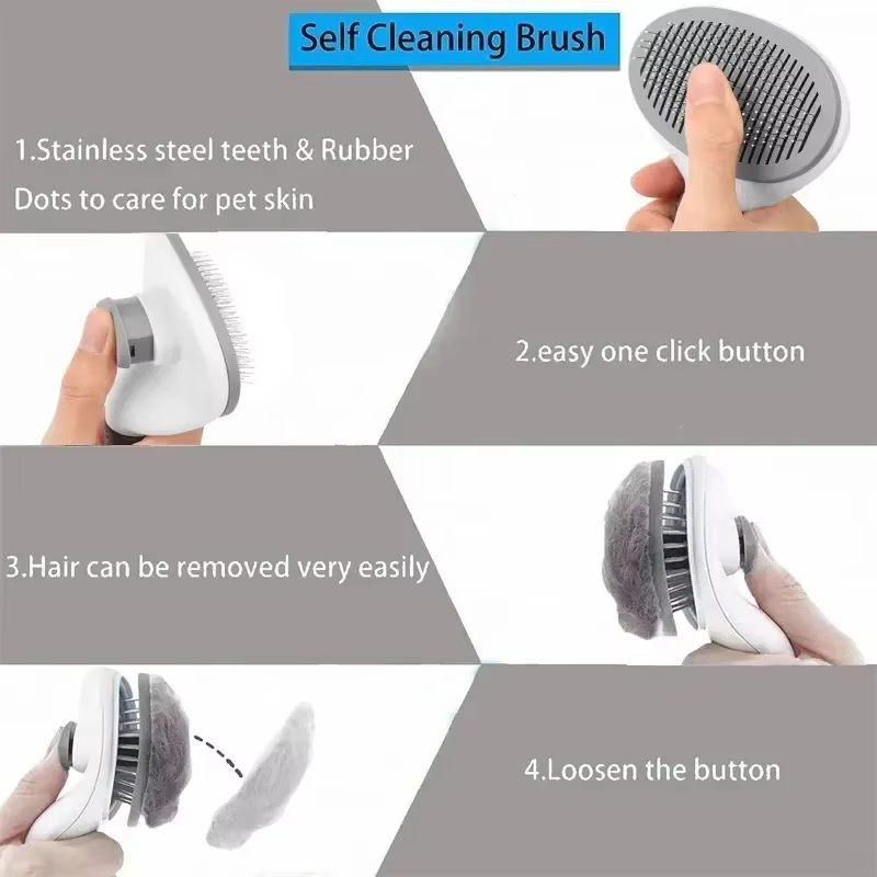 Self-Cleaning Pet Slicker Brush for Dogs & Cats