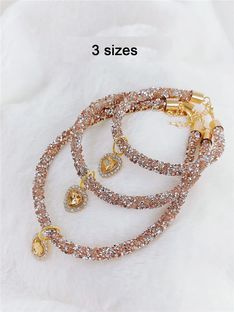 Crystal Heart Pendant Cat Collar